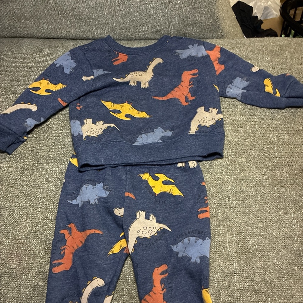 Kids Dinosaur Print Blue Pajama Set
